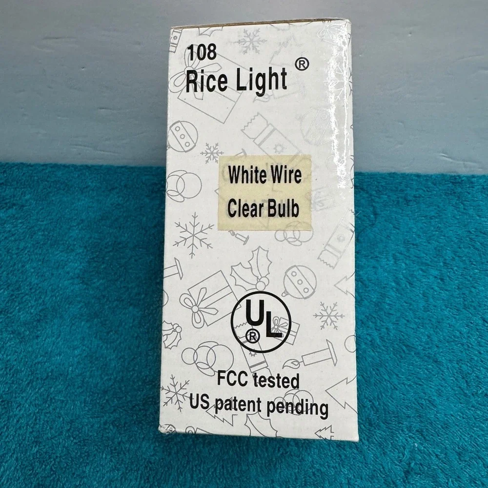 Rice Light 108 Clear Bulb White Wire Chasing Flashing String Lights TH2-108L/3F